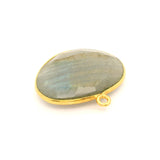 Multi Fire Labradorite Half Oval Pendant – 15x20mm, 1 Loop, Bezel Set in 925 Sterling Silver & Gold Plated Silver, 1 Pc