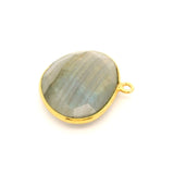 Multi Fire Labradorite Half Oval Pendant – 15x20mm, 1 Loop, Bezel Set in 925 Sterling Silver & Gold Plated Silver, 1 Pc
