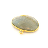Multi Fire Labradorite Half Oval Pendant – 15x20mm, 1 Loop, Bezel Set in 925 Sterling Silver & Gold Plated Silver, 1 Pc