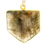 Multi Fire Labradorite Pentagon Pendant – 18x18mm, 1 Loop, Bezel Set in 925 Sterling Silver & Gold Plated Silver, 1 Pc