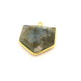 Multi Fire Labradorite Pentagon Pendant – 18x18mm, 1 Loop, Bezel Set in 925 Sterling Silver & Gold Plated Silver, 1 Pc