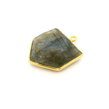 Multi Fire Labradorite Pentagon Pendant – 18x18mm, 1 Loop, Bezel Set in 925 Sterling Silver & Gold Plated Silver, 1 Pc