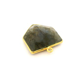Multi Fire Labradorite Pentagon Pendant – 18x18mm, 1 Loop, Bezel Set in 925 Sterling Silver & Gold Plated Silver, 1 Pc