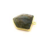 Multi Fire Labradorite Pentagon Pendant – 18x18mm, 1 Loop, Bezel Set in 925 Sterling Silver & Gold Plated Silver, 1 Pc