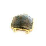 Multi Fire Labradorite Pentagon Connector – 18x18mm, 2 Loops, Bezel Set in 925 Sterling Silver & Gold Plated Silver, 1 Pc
