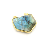 Multi Fire Labradorite Pentagon Connector – 18x18mm, 2 Loops, Bezel Set in 925 Sterling Silver & Gold Plated Silver, 1 Pc