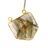 Multi Fire Labradorite Pentagon Connector – 18x18mm, 2 Loops, Bezel Set in 925 Sterling Silver & Gold Plated Silver, 1 Pc