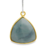 Blue Opal Trillion Shaped Bezels, One Loop - Gold Plated Over 925 Sterling Silver, Size: 15mm, 1Pc.