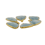 Blue Opal Trillion Shaped Bezels, One Loop - Gold Plated Over 925 Sterling Silver, Size: 15mm, 1Pc.