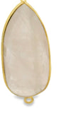 Rose Quartz Connector – 14mm x 32mm, Pear Shape, 925 Sterling Silver and Gold-Plated Bezel, Two Loop Connector -1 Piece