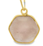 Rose Quartz Bezel – 1 Piece, Hexagon Shape, 12mm – Gold Plated, One Loop, 1Pcs