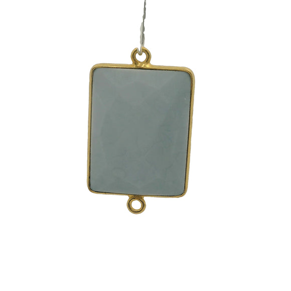 Blue Opal Bezel One Piece a Pack Connector Real Gold Plated  And Sterling Silver Blue Opal Rectangle Shape,Size:15mmX20mm.