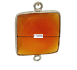 Red Onyx Bezel, Square Shape, One Pcs, Two Loop, Real  925 Sterling Silver, Red onyx Bezel, Size: 15mm