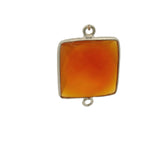 Red Onyx Bezel, Square Shape, One Pcs, Two Loop, Real  925 Sterling Silver, Red onyx Bezel, Size: 15mm
