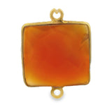 Red Onyx Bezel, Square Shape, One Pcs, Two Loop, Real  925 Sterling Silver, Red onyx Bezel, Size: 15mm