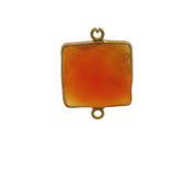 Red Onyx Bezel, Square Shape, One Pcs, Two Loop, Real  925 Sterling Silver, Red onyx Bezel, Size: 15mm