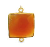 Red Onyx Bezel, Square Shape, One Pcs, Two Loop, Real  925 Sterling Silver, Red onyx Bezel, Size: 15mm