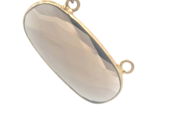 Smokey Bezel, Oval Shape - Two Loop, 925 Sterling Silver, Size: 10mmX24mm, 1Pc.
