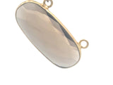 Smokey Bezel, Oval Shape - Two Loop, 925 Sterling Silver, Size: 10mmX24mm, 1Pc.