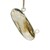 Oval Shape Blue Labradorite Connector Bezel – 10x24mm, 2 Loops, 925 Sterling Silver and Gold Plated Silver, Jewelry Link, 1 Pcs