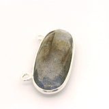 Oval Shape Blue Labradorite Connector Bezel – 10x24mm, 2 Loops, 925 Sterling Silver and Gold Plated Silver, Jewelry Link, 1 Pcs