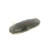 Oval Shape Blue Labradorite Connector Bezel – 10x24mm, 2 Loops, 925 Sterling Silver and Gold Plated Silver, Jewelry Link, 1 Pcs