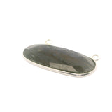 Oval Shape Blue Labradorite Connector Bezel – 10x24mm, 2 Loops, 925 Sterling Silver and Gold Plated Silver, Jewelry Link, 1 Pcs