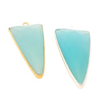 Triangle Shape Aqua Chalcedony Pendant – 15x20mm & 15x35mm, Single Loop, 925 Sterling Silver and Gold Plated Silver, 1 Pcs