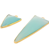 Triangle Shape Aqua Chalcedony Pendant – 15x20mm & 15x35mm, Single Loop, 925 Sterling Silver and Gold Plated Silver, 1 Pcs