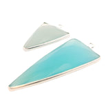 Triangle Shape Aqua Chalcedony Pendant – 15x20mm & 15x35mm, Single Loop, 925 Sterling Silver and Gold Plated Silver, 1 Pcs