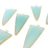 Triangle Shape Aqua Chalcedony Pendant – 15x20mm & 15x35mm, Single Loop, 925 Sterling Silver and Gold Plated Silver, 1 Pcs