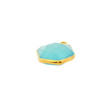 Hexagon Shape Aqua Chalcedony Bezel Pendant – 12mm, One Loop, 925 Sterling Silver and Gold Plated Silver, 1 Pcs