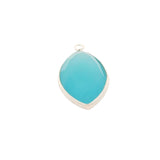 Marquise Shape Aqua Chalcedony Bezel Pendant – 11x22mm, One Loop, 925 Sterling Silver and Gold Plated Silver, 1 Pcs