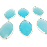 Marquise Shape Aqua Chalcedony Bezel Pendant – 11x22mm, One Loop, 925 Sterling Silver and Gold Plated Silver, 1 Pcs