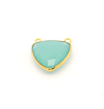 Trillion Shape Aqua Chalcedony Bezel Pendant – 15mm, One Loop, 925 Sterling Silver and Gold Plated Silver, 1 Pcs