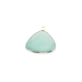 Trillion Shape Aqua Chalcedony Pendant – 15mm, Single Loop, 925 Sterling Silver and Gold Plated Silver, 1 Pcs