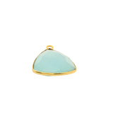 Trillion Shape Aqua Chalcedony Pendant – 15mm, Single Loop, 925 Sterling Silver and Gold Plated Silver, 1 Pcs