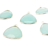 Trillion Shape Aqua Chalcedony Pendant – 15mm, Single Loop, 925 Sterling Silver and Gold Plated Silver, 1 Pcs