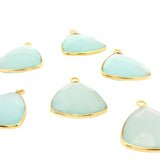 Trillion Shape Aqua Chalcedony Pendant – 15mm, Single Loop, 925 Sterling Silver and Gold Plated Silver, 1 Pcs
