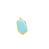 Long Marquise Shape Aqua Chalcedony Bezel Pendant – 9x25mm, One Loop, 925 Sterling Silver and Gold Plated Silver, 1 Pcs