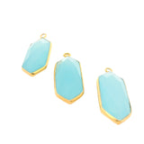 Long Marquise Shape Aqua Chalcedony Bezel Pendant – 9x25mm, One Loop, 925 Sterling Silver and Gold Plated Silver, 1 Pcs
