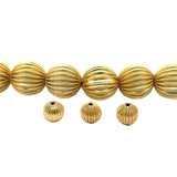 Melon Shaped Designed Bead 11-26 Pcs. in Strands, Fancy Gold ,Silver And Gunmetal Beads, E-coated Beads, Multiple Sizes: 6X6mm - 19X19mm.