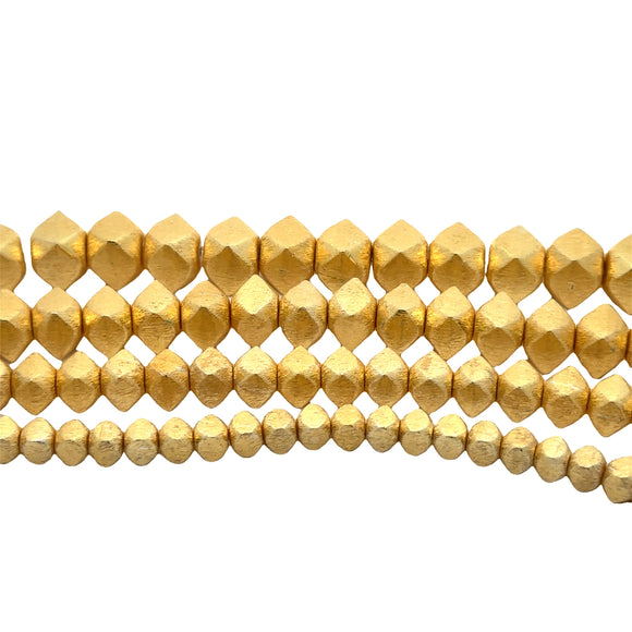 1 Strand of Brushed Gold Finish Silver Plated Faceted Nuggets  Beads, E-coated Beads,we offer two Color Finish And Silver Plated  Four Sizes