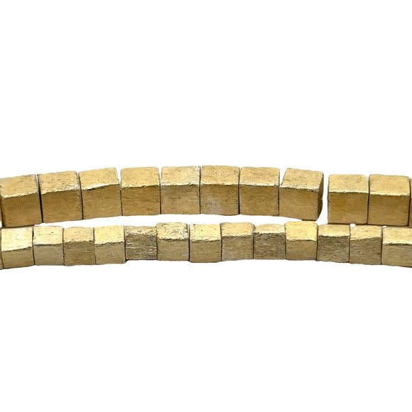 1 Strand of Light weight  Cube Beads, Gold finish And Silver Plated  Brushed Finish, e-coated (about 25 Square Beads)