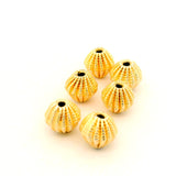 Gold Finish Textured Ribbed Round Beads 8mm x 8mm Copper Spacer Beads 26 Beads in a Strand Jewelry Making Supplies