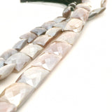 Gray Moonstone Faceted Shield Beads 10mm×14mm, 12mm×16mm, 14mm×18mm – 13–18 Beads Per Strand