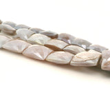Gray Moonstone Faceted Shield Beads 10mm×14mm, 12mm×16mm, 14mm×18mm – 13–18 Beads Per Strand