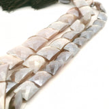 Gray Moonstone Faceted Shield Beads 10mm×14mm, 12mm×16mm, 14mm×18mm – 13–18 Beads Per Strand