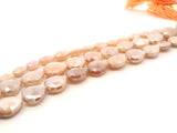 Peach Moonstone Faceted Drop Beads 8mm×10mm, 10mm×12mm, 12×16mm – 16–21 Beads Per Strand