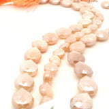 Peach Moonstone Faceted Drop Beads 8mm×10mm, 10mm×12mm, 12×16mm – 16–21 Beads Per Strand